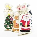 Canvas Christmas Gift Bags, 4 Count