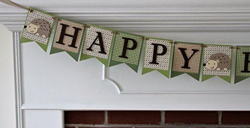HEDGEHOG Happy Birthday BANNER - Woodland Hedgehog party banner, hedgehog first birthday banner, Woodland party decoration
