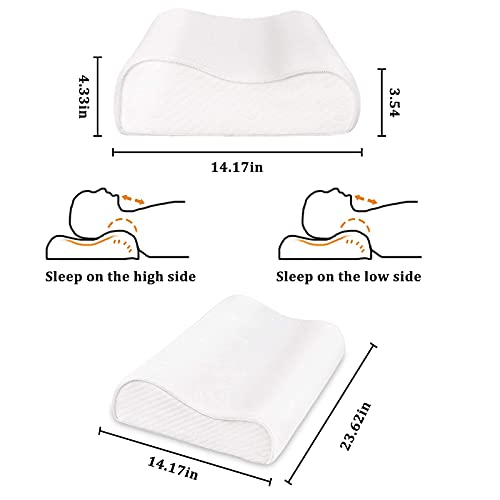 Memory Foam PillowContour Cervical Neck Support Pillows with Washable Pillowcase,Orthopedic
