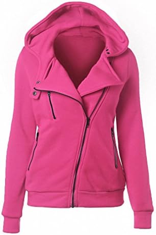 Autumn Winter Zipper Hooded Jacket Outerwear Coats Warm Women Long Sleeve Hoodies Sweatshirts WD06 rose M