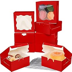 Red Bakery Boxes with Window 4x4x2.5 inches Small