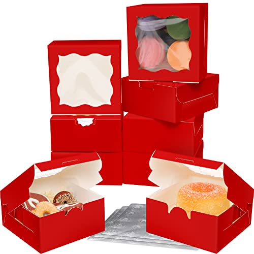 Red Bakery Boxes with Window 4x4x2.5 inches Small