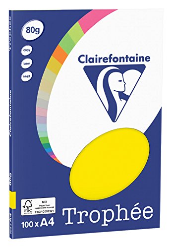 Clairefontaine Trophee Copying Paper (A4, 80g/m², 100 Sheets) A4, 21 x 29.7 cm Fluorescent Yellow — image 1