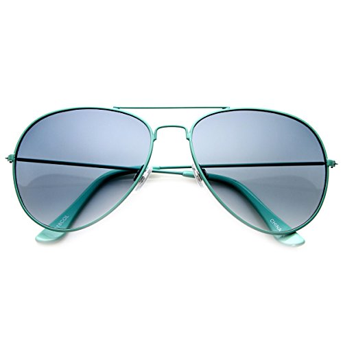 Classic Metal Tearddrop Bright Color Aviator Sunglasses w/Spring Hinges (Blue Blue)