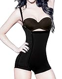 YIANNA Women's Adjustable Shoulder Strap Seamless Firm Control Open Bust Bodysuit Aide Slimming Body Shaper, YA7110-Black-XXL