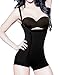 YIANNA Womens Body Shaper Seamless Tummy Control Shapewear Open Bust Slimmer Belly Shaper Bodysuit, YA7110-Black-L