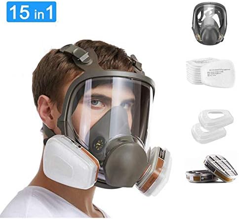 Respirator Gas Mask Chemcial Full Face Respirator 15 En 1 Widely Used in Organic Gas Paint Chemical Woodworking Dust Protectio