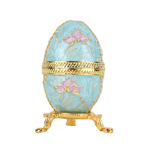 HEEPDD Hand Painted Enamel Trinket Box, Decorative Egg Style with Rhinestones for Home Decor, Collectible Gift