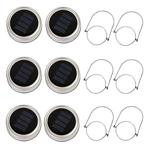 Allamp 6 Zonne-verlichting met opknoping glazen potdeksel 20 LED String Lights Solar Lantaarns 6 Hangers en potten…