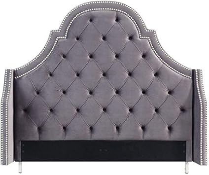 Amazon Com Posh Living Aaron Grey Velvet Tufted Headboard