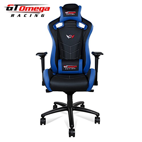 GT-Omega-Sport-Racing-Sedia-da-Ufficio-Nero-e-Blu-in-Pelle-Sedile-Giocatori