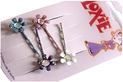 Pack of 4 Bright Coloured Diamante Floral Hair Slides/hair Grips/Kirpy Hair Grip