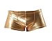 TESOON Mens Imitation Leather Underwear Sexy Boxer Briefs, Golden, Medium