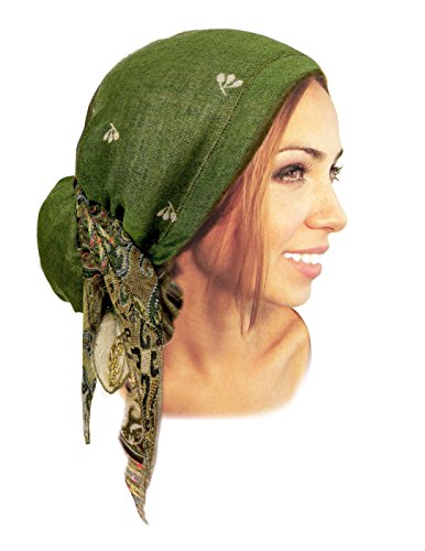 Boho Chic Pre-tied Headwear Versatile Ties Pashmina Cashmere Ethnic Print Collection (Forest Green Long - 303) | Bohemian | Amazon Reviews | Gift Ideas | Women's Fashion