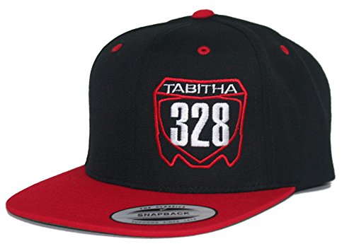 JUST RIDE Custom Personalized Motocross Number Hat Flat Bill Snapback Honda (RED/BLACK)