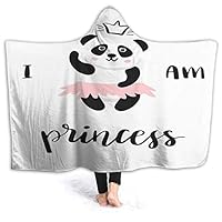 GULTMEE 50"x40" Hooded Blanket Hood Cloak Cape Wearable Cuddle Super Soft Sherpa Fleece 3D Blanket, Funny Ballerina Panda Bear Dancing in Pink Skirt Baby Kids