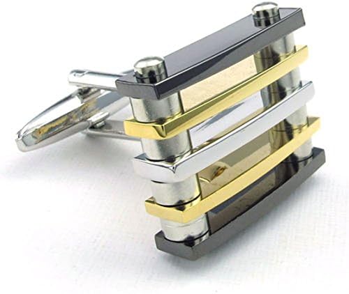 [PW] 2pcs Rhodium Plated Men's Classic Square Shirts Cufflinks Wedding Gold Black Silver 1 Pair
