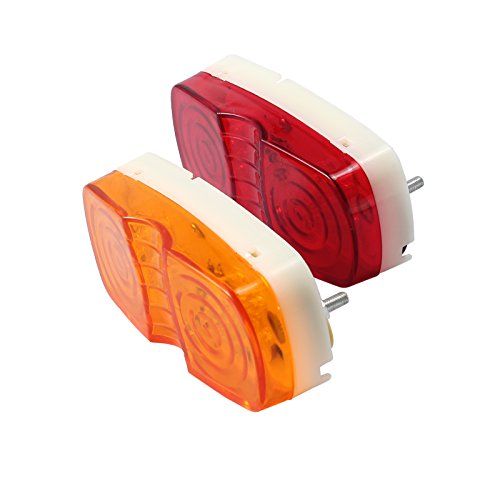 Justech 14pcs Amber/Red LED Trailer Truck Side Marker Light Clearance Indicator Tiger Eye Lamp - Thumbnail 4