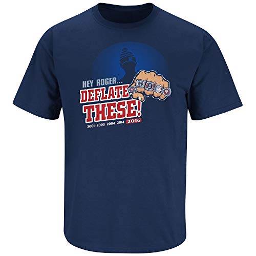 New England Football Fans. Deflate These! Navy T-Shirt (Sm-5X) (Short Sleeve, 3XL)