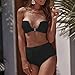 Mlide Womens Two Piece Swimming Suit High Waited Solid Color Push-Up Solid Color Beachwear Blackthumb 3