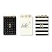 Kate Spade New York Mini Spiral Notepad Set of 3, Pocket Notebooks Include 75 Lined Pages Each, Black and White