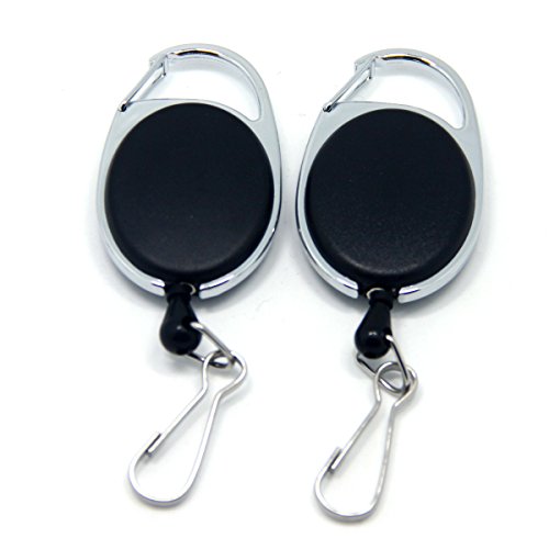 SAMS FISHING 2PCS Fly Fishing Zinger Retractable Reel Badge Holder with Quick Release Spring Clip (A074)