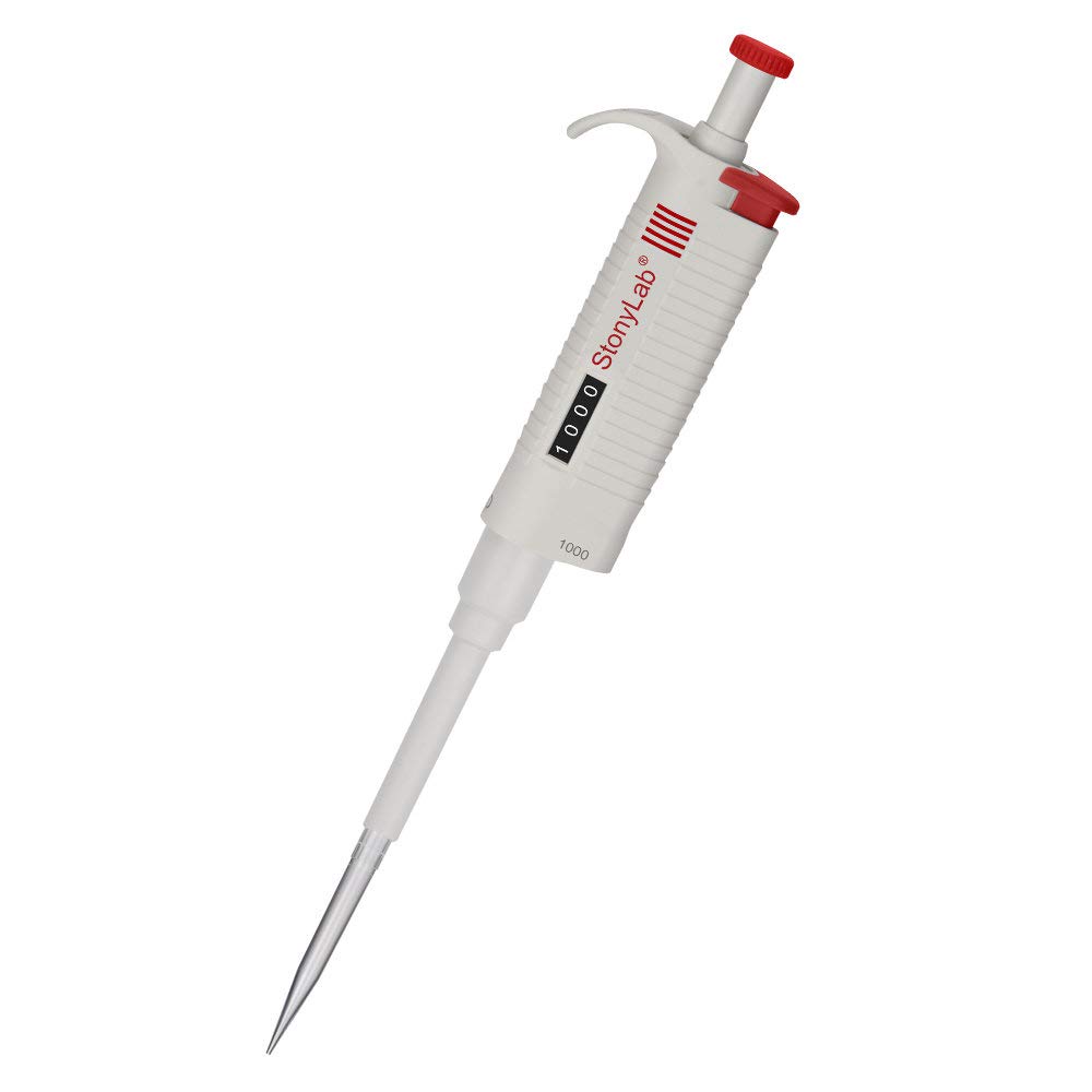 stonylab Single Channel Pipettor Controller, Adjustable Variable Volume Micropipette Pipette Pipet with Tip Cone for Laboratory Research, 100-1000 µL