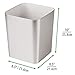 mDesign Square Shatter-Resistant Plastic Small Trash Can Wastebasket, Garbage Container Bin for Bathrooms, Powder Rooms, Kitchens, Home Offices - Brushed Finish