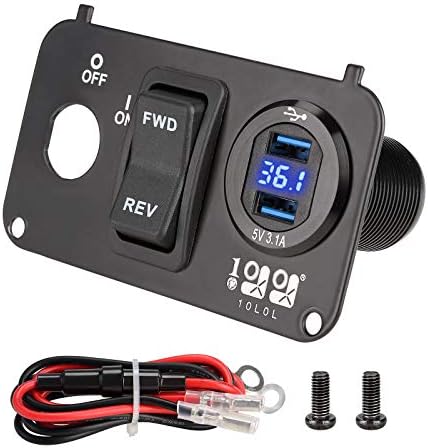 10L0L Golf Cart Key Switch Console Plate for EZGO TXT & Medalist, Includes Forward Reverse Switch, USB Charger Socket, Digital Volt Meter 10L0L Golf Cart Key Switch Console Plate for EZGO TXT & Medalist, Includes Forward Reverse Switch, USB Charger Socket, Digital Volt Meter
