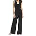 INIBUD Jumpsuits for Women Surplice Self-Tie Sesh Wide Leg Sleeveless V Neck Chiffon (Black, US M (Asian Tag L))