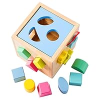 Babe Rock Shape Sorting Cube Baby Toddler Toy Classic Wooden Toy Gift for Boys & Girls Learning Educational Color Recognition Toys for Kids, 12 Pieces