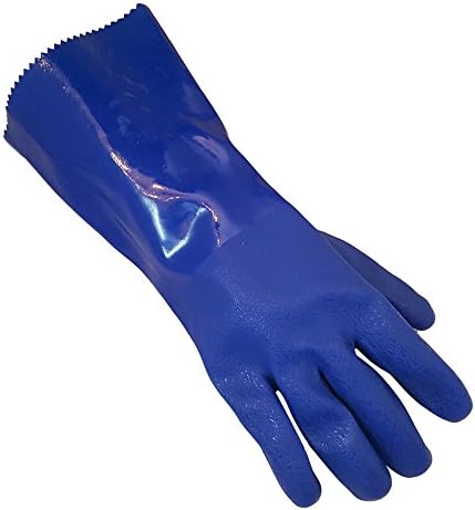 Pro Cleaning, Multipurpose, Unisex, Heavy Duty, PVC Coated, Chemical Resistant, High Performance, Usage Intensive, Latex Free, Long Cuff Gloves with Cotton knit Lining. (Large)