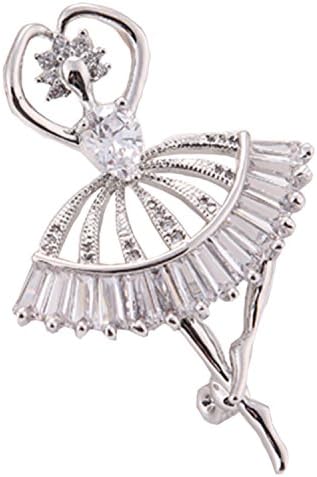AKLOVER Elegant Flower Girl Jewelry Gold-Tone Clear Crystal Dancing Ballet Girl Art Deco Accessory Brooch Pin