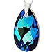 ROYAL CRYSTALS Luxe Blue Green 925 Sterling Silver Made with Imitation of Crystals Teardrop Pendant Necklace for Women,18