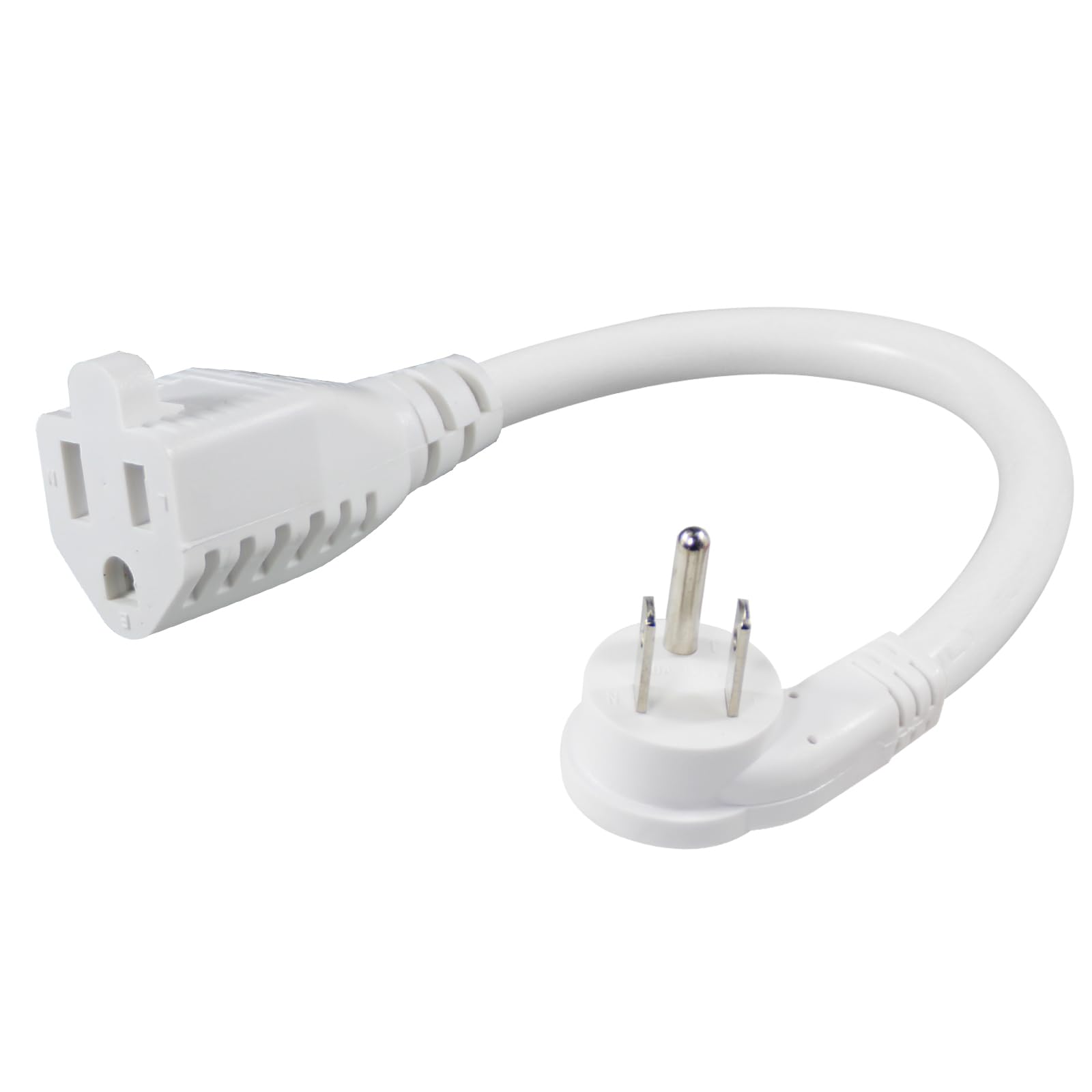 Photo 1 of [1 Pack] Flat Wall Plug Short Power Extension Cord - 6inch Mini White Low Profile Flat Head Small Appliance Power Supply AC Cord, 1625W 16AWG Household 3 Prong Indoor Grounded Short Extension Cord