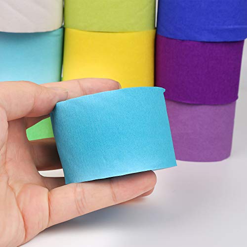 16 Rolls 489.6 Yard Polychromatic Crepe Paper Streamer Backdrop Paper Decorations Rainbow Crepe Paper in 16 Colors, for Party Birthday,Wedding Ceremony,Concert and Various Large Festivals Decoration