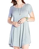 JollieLovin Women's Tunic Casual Short Sleeve Swing Loose T-Shirt Dress (Heather Gray, 2X)