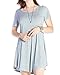JollieLovin Women's Tunic Casual Short Sleeve Swing Loose T-Shirt Dress (Heather Gray, 2X)