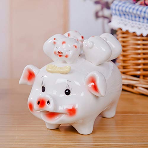 BeesClover Lovely Ceramic Sow and Piggies Figurine Money Box Decor Porcelain Piggy Bank Home Embellishment Birthday Gift Craft Accessories Multicolour