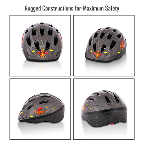image for TeamObsidian Kids Bike Helmet [ Dragon ] - Adjustable from Toddler to 