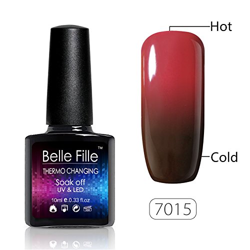 Belle Fille Temperature Changing Color Gel Nail Polish Varnish UV LED Manicure Soak Off Nail Art 10ml Red to Black Belle Fille Temperature Changing Color Gel Nail Polish Varnish UV LED Manicure Soak Off Nail Art 10ml Red to Black