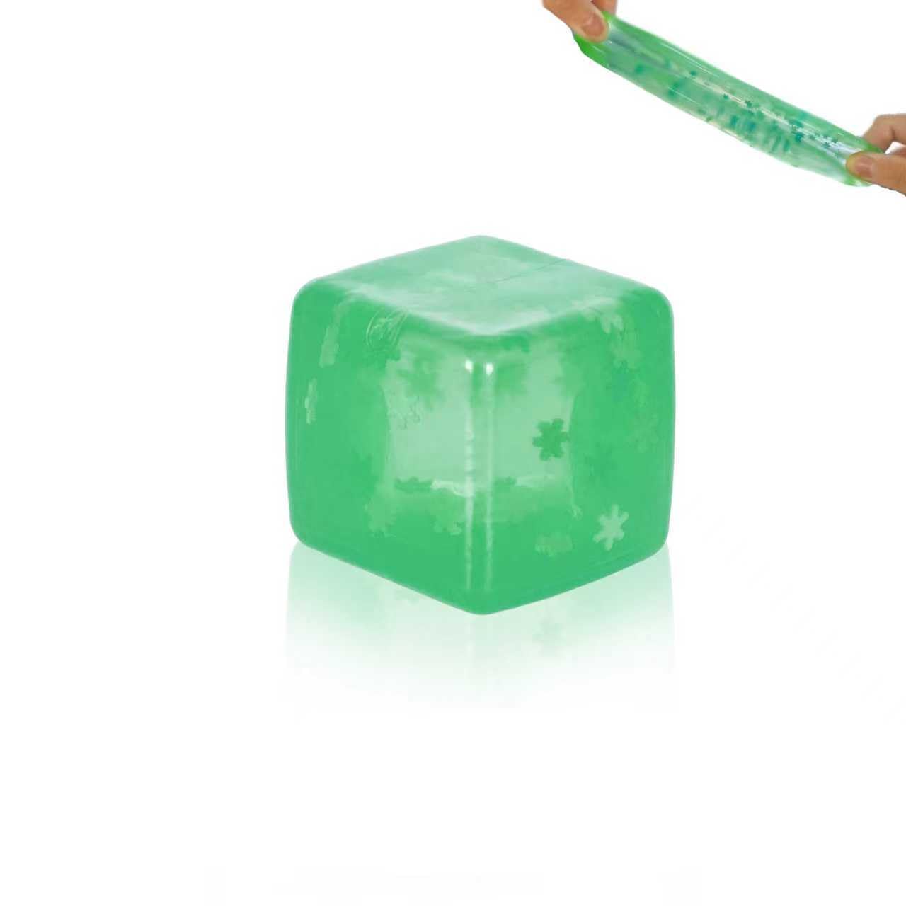 Stress Balls Ice Cube with Snowflakes 1.38", Snow Pieces Silent Nice Square Shape Anxiety Sensory Squishy Fidget Toy Slow Rise(Green)
