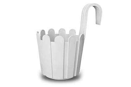 Naturally Green Hanging Planters for Balcony Plastic Fence Hook Pots, Balcony Railing Fence Hook Pots (Multicolor, Set of 3)