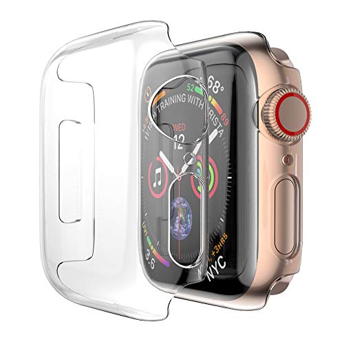 Leotop Compatible with Apple Watch Case 44mm 40mm, Super Thin PC Plated Bumper Clear Screen Protector Full Cover Shell Shockproof Frame Compatible iWatch Series 4 (5 Color Pack, 44mm)