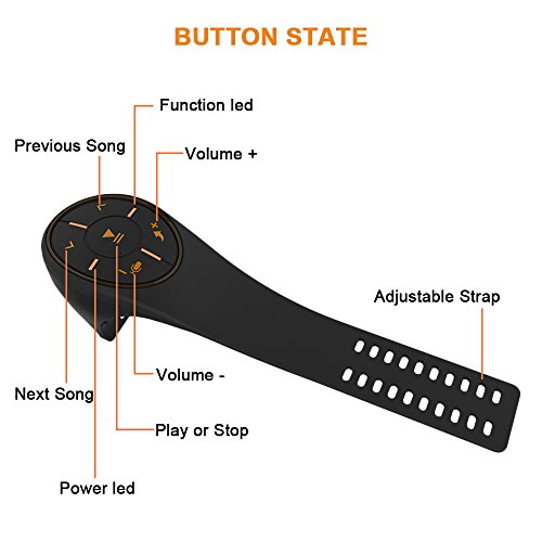 Bluetooth Steering Wheel Volume Controller KEBIDU Watchband Style Wireless Remote for Motorcycle Bike Handlebar for iPhone iOS Samsung Android(4.0 or Later) Single Finger Operation