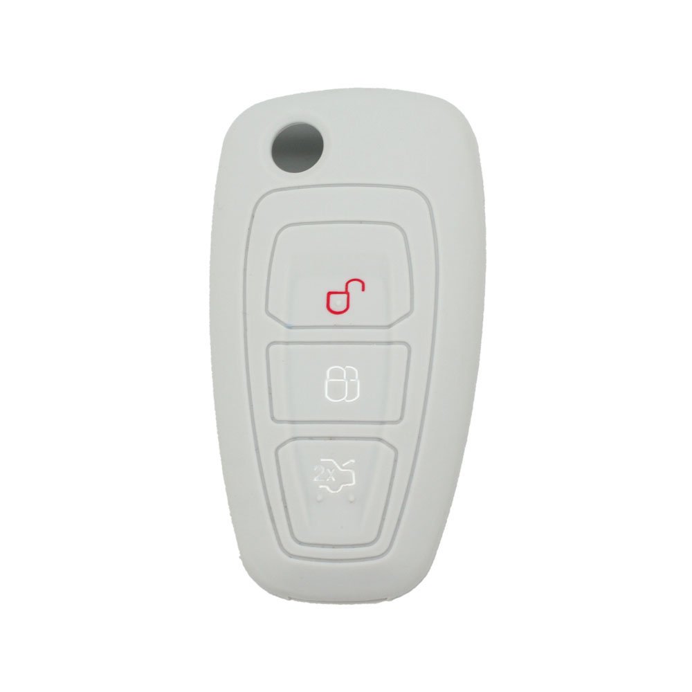 BROVACS Silicone Cover Protector Case Holder Skin Jacket Compatible with FORD Focus 3 Button Flip Remote Key Fob CV9704 Grey
