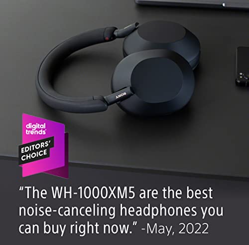 Sony WH-1000XM5 Auriculares premium con cancelación de ruido, optimizador NC automático, batería de 30 horas, control de voz Alexa, azul medianoche