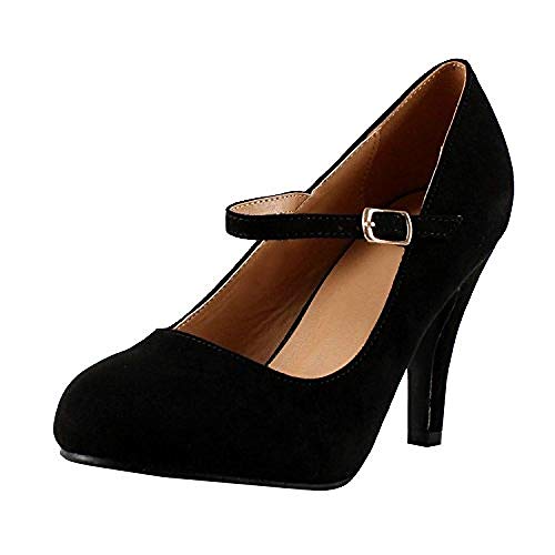 » Womens Mary Jane Pumps Block High Heel Platform Ankle Strap Closed