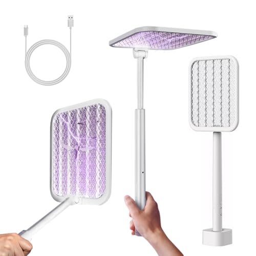 Zamus Raqueta Mosquitos, Raqueta Electrica para Mosquitos Recargable USB con Batería Recargable de 1200 mAh, Rotación de 180 Grados, para Cocina Jardín Terraza