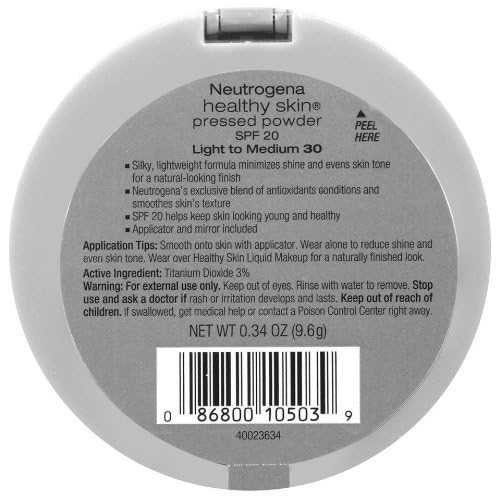 NEUTROGENA HEALTHY SKIN PRESSED POWDER, SPF 20, LIGHT TO MEDIUM 30